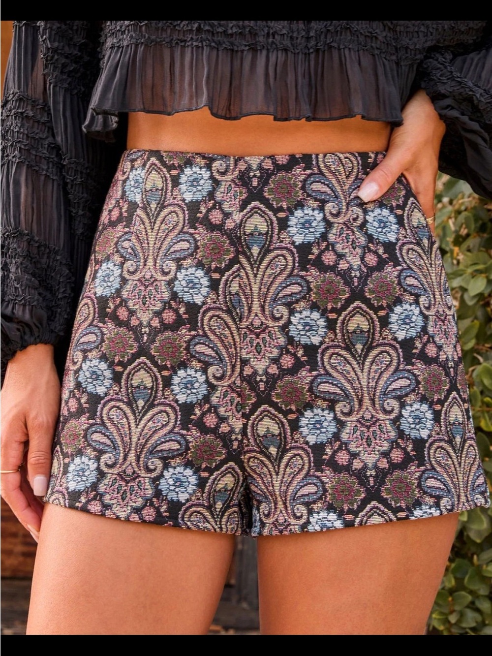 Vici Eternal Muse Paisley High-Waist Shorts